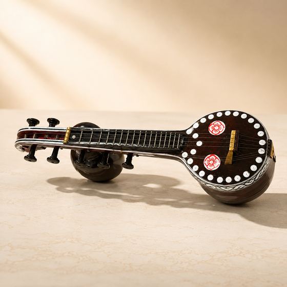 Bobbili Veena miniature, 9 inch, hand-carved rosewood